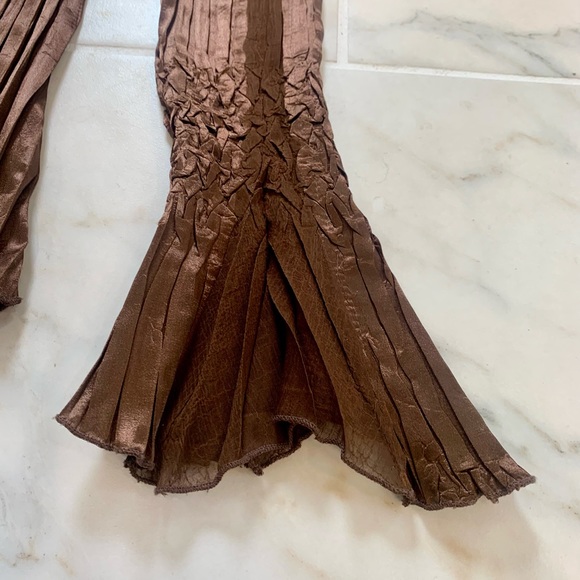 Komarov copper brown blouse with sheer insets at sleeves & back - Picture 3 of 8